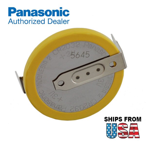 Panasonic CR-2032/HF1N 3V Lithium Coin Battery Horz 2 PC Pins PC CMOS RTC CR-2032/HF1N